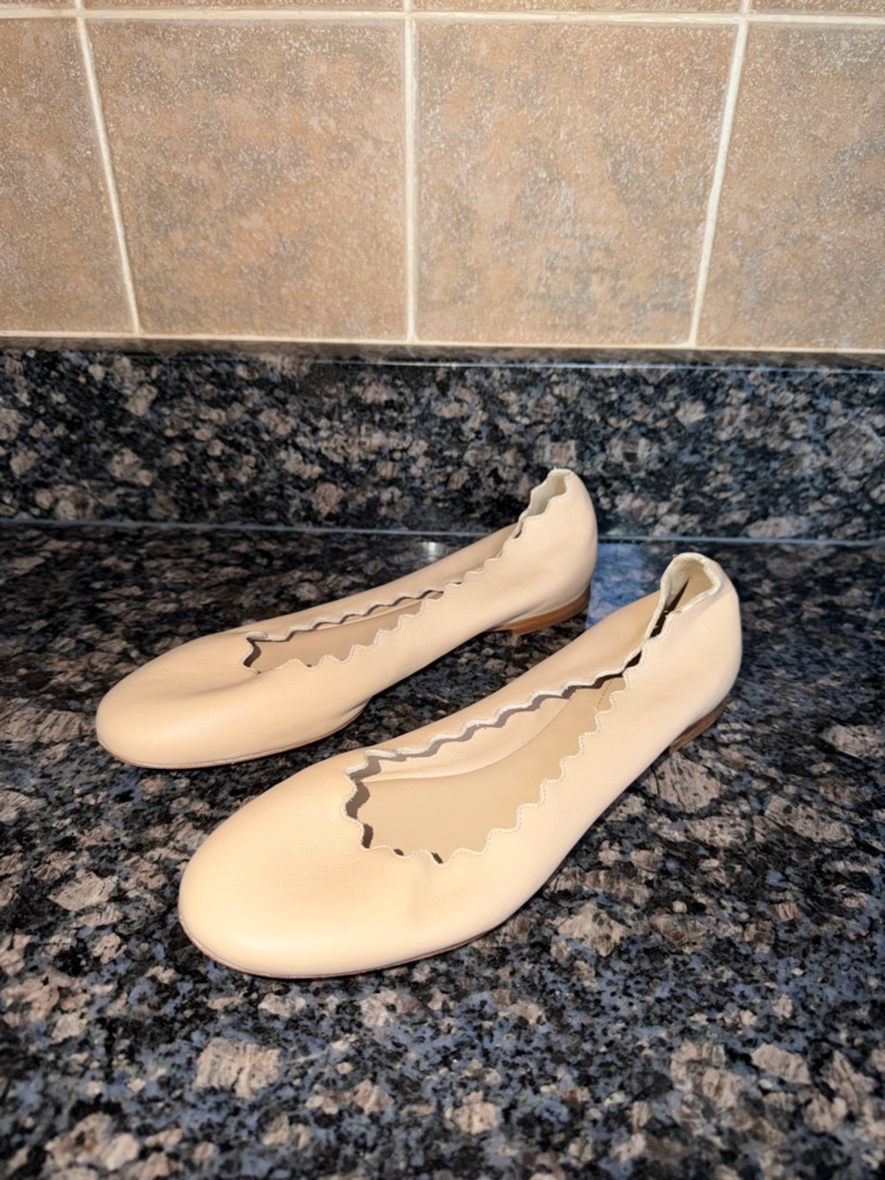 Chloe Scalloped Ballet Flats in Cream